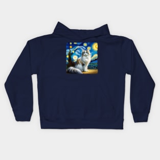 Cymric Starry Night Inspired - Artistic Cat Kids Hoodie